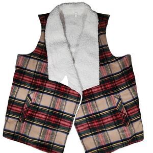 Maurices Women's Multicolor Plaid Sherpa Lined Wool Blend Vest Size 3